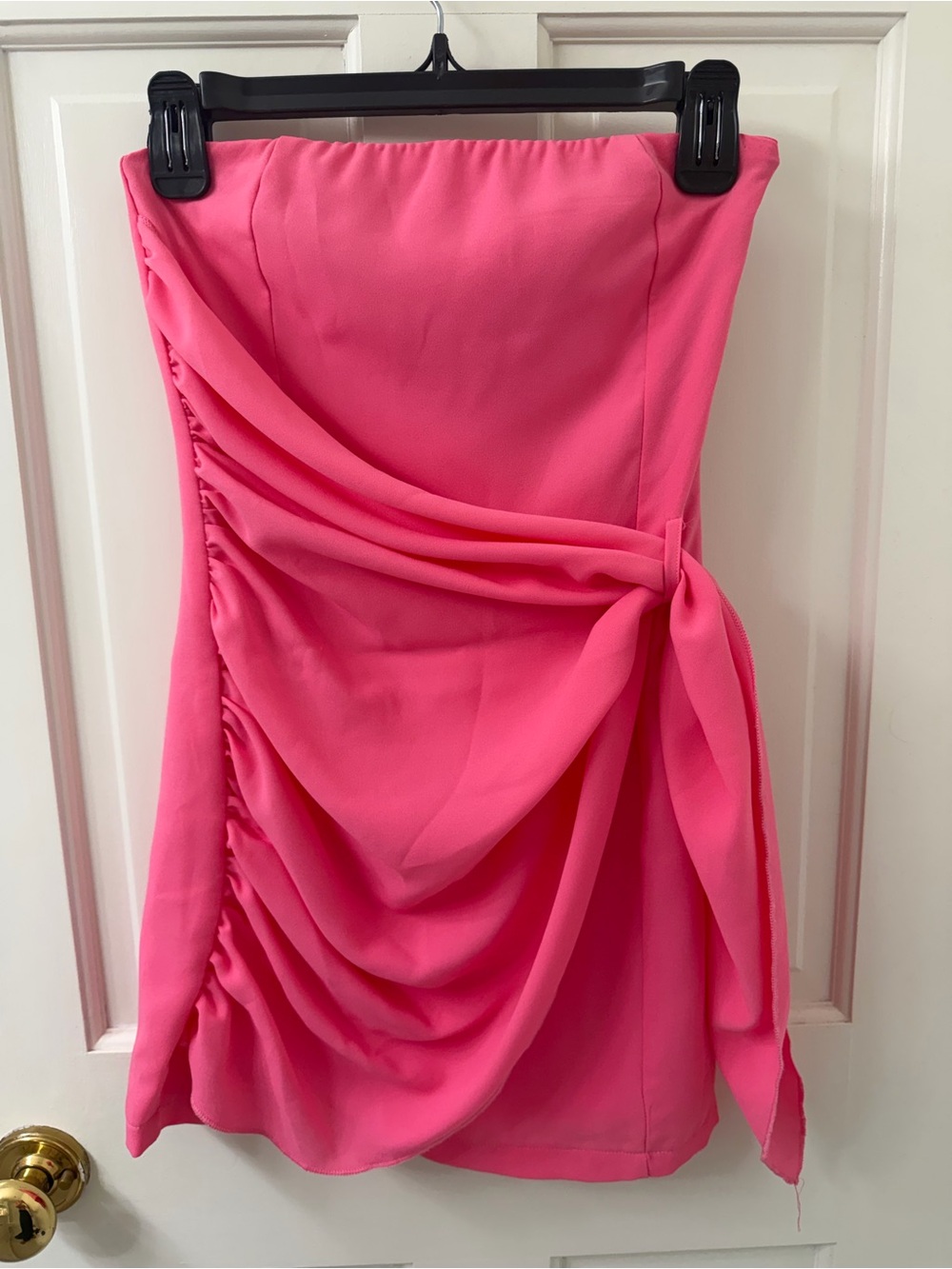 superdown Strapless Pink Draped Mini Dress